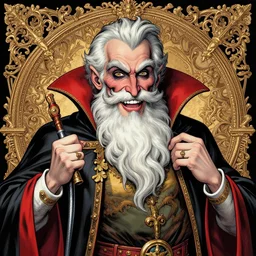 happy vampire santa claus, by sandra chevrier and anthony van dyck, artstation, illustration, comic book, polychromatic - colors, insanely detailed and intricate, hypermaximalist, elegant, ornate, hyper realistic, super detailed