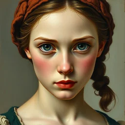 portrait en bust of irish peasant girl, traditional corsican, detailed eyes, intricate, highly detailed, artstation, illustration, jurgens, rutkowski, bouguereau