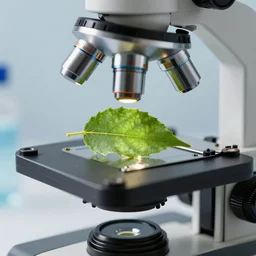Photo of a leaf under a microscope