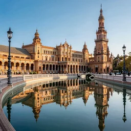 sevilla city of spain, reflexions, cyberpunk, verry high details by william turner art, greg rutkowski and alphonse mucha, trending on artstation, very very detailed, masterpiece,