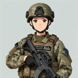 anime girl in a united states army special forces uniform, digital art, portrait, krenz cushart