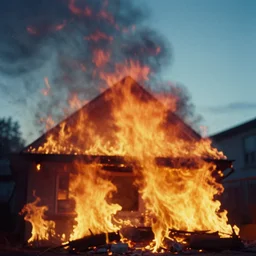 a house on fire, bokeh, color grading, filmic, dslr, velvia, vintage, spectral color, fire, burn, inferno, post - production, in a symbolic and meaningful style, insanely detailed and intricate, hypermaximalist, elegant, ornate, hyper realistic, super detailed