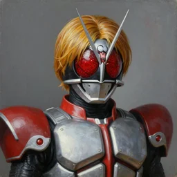 a realistic painting by Raffaello Sanzi depicting the Kamen Rider Ichigo with the head of the symbiotic Venom in the Renaissance,smooth,Sharp focus, trending on Artstation.