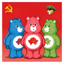 the care bears as a military junta soviet propaganda poster