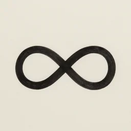 a symbol representing eternity, black ink on off white paper, minimal, wim crouwel