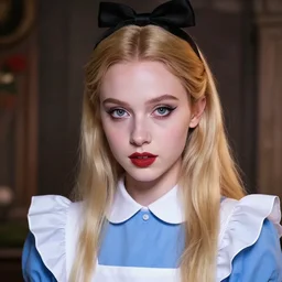 hyper realistic photograph of pretty girl, lighting alice in wonderland, dj sura face, artgerm, ilya