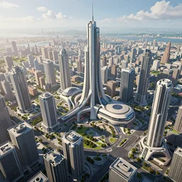 large futuristic city, by christian haley, artstation