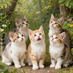 kittens visiting arnhem in the style of jeroen bosch, happy, bright, cute