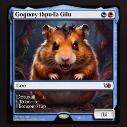 an evil horrifying hamster in the style of magic the gathering card art