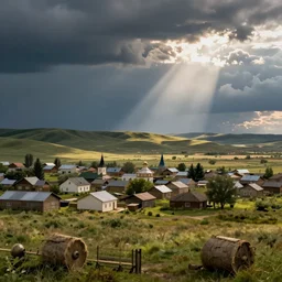 matte painting of russian small town in the steppes by simonetti