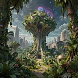 reclaimed by nature by eero saarinen, cosmic universe junglepunk liberty city otherworldly dieselpunk, archdaily, wallpaper, highly detailed, trending on artstation.