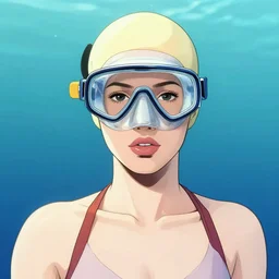 portrait of a female diver with mask by MARVEL comics and Sandra Chevrier