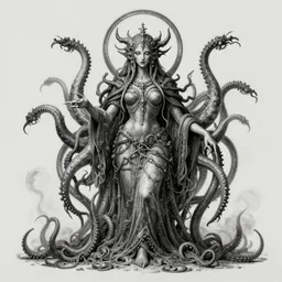 daugerreotype of cthulhu high priestess. tangle of tentacles
