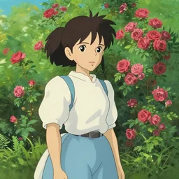 studio ghibli rose garden by hayao miyazaki