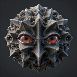 a fractal mandelbulb landscape with eyes by alex gray, concept art, sharp angles, robot, octane render, 8 k, unreal engine