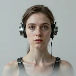 a portrait of a single lonely clockpunk female, detailed, realistic eyes, symmetry body features proportions, award winning, by Tom Bagshaw