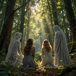 eternal friendship and rest of the dwellers of the forest, dynamic lighting, cinematic, establishing shot, extremely high detail, shining, photo realistic, cinematic lighting, intricate line drawings, 8k resolution