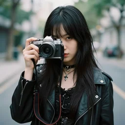 a 1 9 9 0's goth girl, dlsr, 8 0 mm, real photo, real camera, 8 k