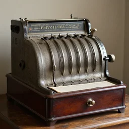 award - winning photo. photorealistic vintage national cash register from 1 9 0 0.