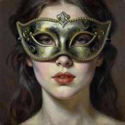 closeup of goddess of death, beautiful woman, model, carnival mask, by godmachine, Zdzislaw Beksinski, highly detailed, soft lighting, film grain, medium format, 8k resolution, oil on canvas