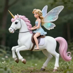 photo of a fairy riding a unicorn, highly detailed