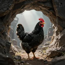 a black chicken open an interdimensional portal in the Marvel universe, Moebius, futuristic