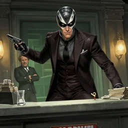 Morbius from Marvel robbing a bank