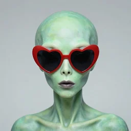 by paul kirchner. alien wearing heart shaped sunglasses.