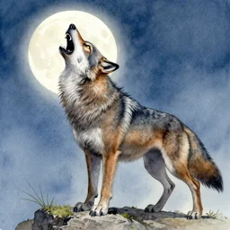 one detailed werewolf howling at the moon, art by luis royo and walter crane and kay nielsen, watercolor illustration, ultra sharp focus, wot
