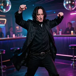 Severus Snape dance in a disco bar cyberpunk very detailed super realistic