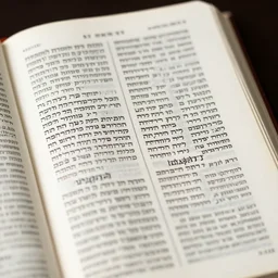 a close up shot of a page from the bible, written in hebrew, 4k, detailed