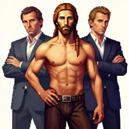 saint homo neanderthalensis. pop art, pixel, bioshock art style, gta 4 art style, dynamic proportional, dynamic composition, face features, body features, ultra realistic art, digital painting, concept art, smooth, sharp focus, illustration, intricate, without duplication, elegant, confident posse, art by artgerm and richard hamilton and mimmo rottela