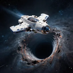spaceship fly into black hole!! epic vibe!! cinematic scene