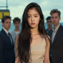 lee jin - eun by marc simonetti, edward hopper, josan gonzalez, jean giraud, rule of thirds, seductive look, beautiful