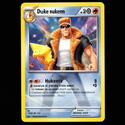 pokemon card of duke nukem, highly detailed trading card screenshot