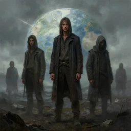 the last survivors on earth witness the end of the world, somber, negative energy, digital painting, concept art, most popular of all time on artstation, by ted nasmith and wayne barlowe