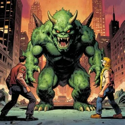 there is a monster problem in Chicago, by Wayne Barlowe and Alan Bean and Bekzinski and Beeple