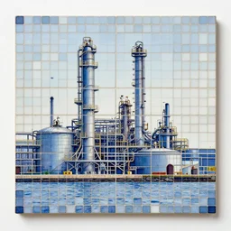 grangemouth oil refinery in small mosaic tiles by erin hanson