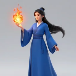 IMPORTANT : a female mage with a blue robe casting a fire ball ; Body type : voluptious hourglass body ; Head : Beautiful face ; IMPORTANT : Hearthstone official splash art, award winning, trending