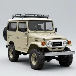 in the style of Leonardo da Vinci a Toyota Fj43 build in 1981, black roof, with a roof rack, detailed, 8K, octane render, 8K,