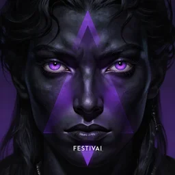 close up sci - fi festival poster art black zeus lsd eyes, purple triangle dimension, elegant, highly detailed, centered, digital painting, concept art, smooth, sharp focus, illustration, artgerm, tomasz alen kopera, peter mohrbacher, donato giancola, joseph christian leyendecker, wlop, frank frazetta
