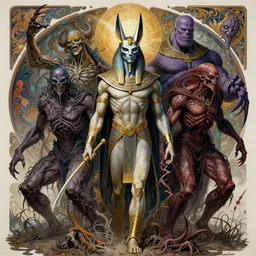 the platonic ideal of osiris of cletus kasady ultimate carnage thanos dementor doctor manhattan chtulu nazgul, detailed, intricate, hyperrealism, intense, scary, decay, dmt, art by brock hofer and artgerm and greg rutkowski and alphonse mucha