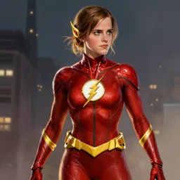 Emma Watson as The Flash by brian bolland by alex ross digital painting, digital art