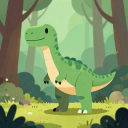 an illustration of a dinosaur 3 1 2 b in the woods, trending on artstation, central composition, very cartoon, shape focus, high detailed, by anton fadeev 3 0 j 7