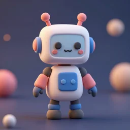 cutest little polymer clay robot plushy, unreal engine, bokeh