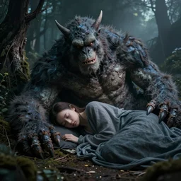 monster watching someone sleep, pov, uncanny valley
