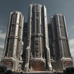 3 d sculpt of cyberpunk power station complex scifi digital movie camera brutalist industrial military building facade, halo, star wars, ilm, star citizen halo, mass effect, high tech industrial, artstation unreal