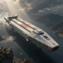 long, blocky, cargo starship