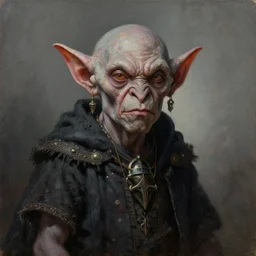 cinematic bust of a goblin wearing dishdash, dark fantasy fetures, desaturated, tim hildebrandt, wayne barlowe, bruce pennington, donato giancola, larry elmore, oil on canvas, masterpiece, trending on artstation, featured on pixiv, cinematic composition, dramatic pose, beautiful lighting, sharp, details, hyper - detailed, hd, 4 k
