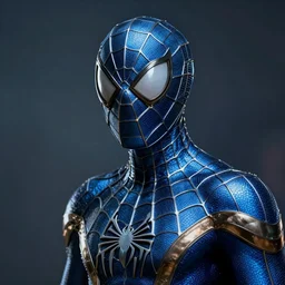 moody atmospheric portrait render of an metal blue spiderman by greg rutkowski and marc silvestri made with unreal engine